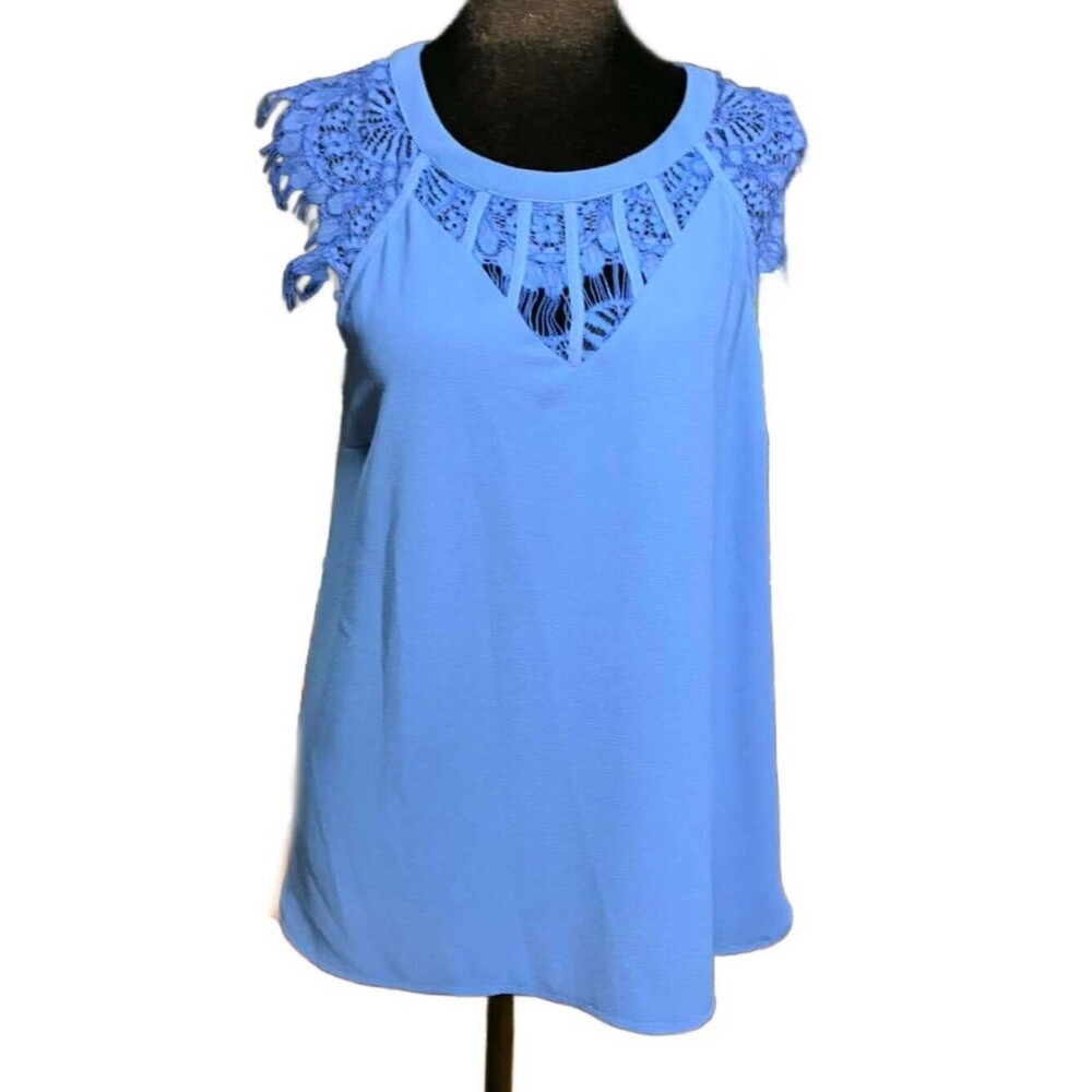 Brixon Ivy Blue Lace Inset Blouse